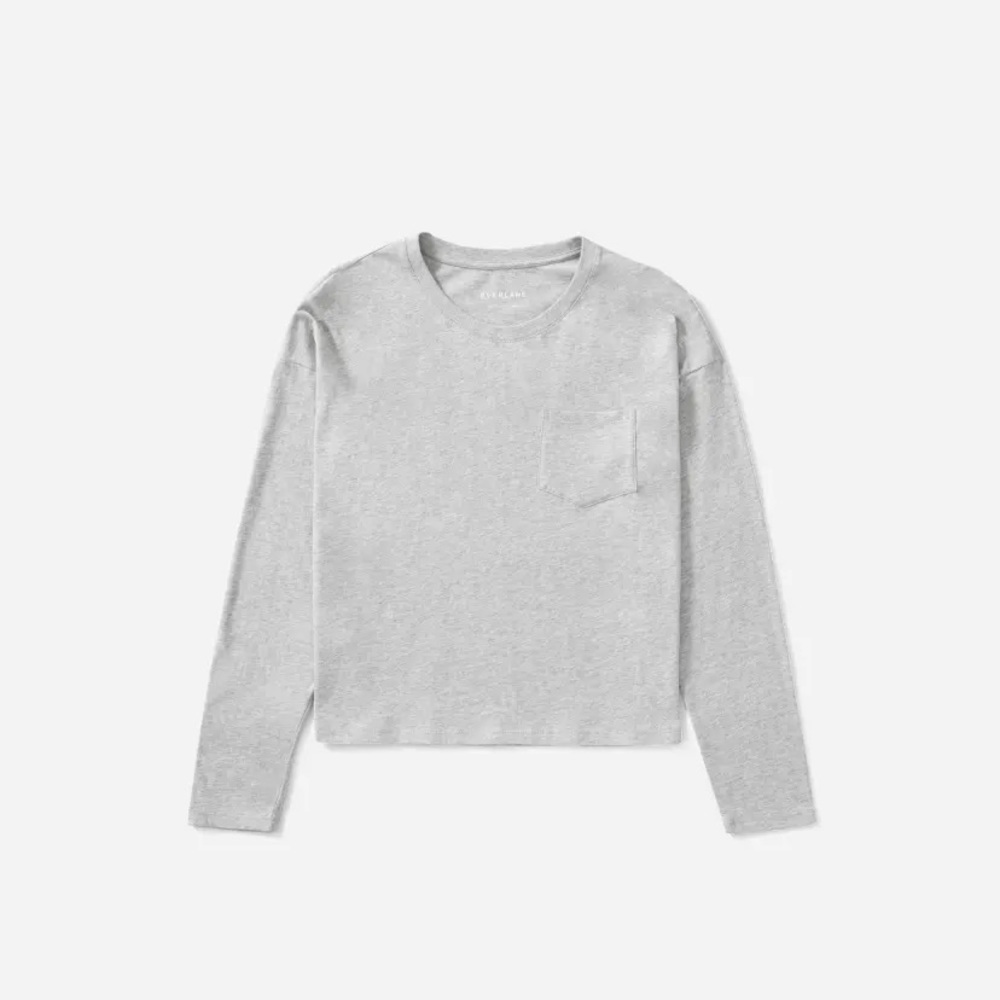 Everlane Long-Sleeve Box-Cut Pocket Tee